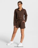 Clothing TEVEO Charming Zip Sweater Brown Women 2HL08D19 - Image 3