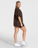 Clothing TEVEO College Oversized T-Shirt Dark Brown Women 2HL08D477 - Image 5