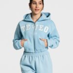 Clothing TEVEO College Zip Hoodie Baby Blue Women 2HL08D44
