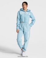 Clothing TEVEO College Zip Hoodie Baby Blue Women 2HL08D44 - Image 3