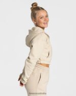 Clothing TEVEO College Zip Hoodie Beige Women 2HL08D43 - Image 2