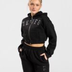 Clothing TEVEO College Zip Hoodie Black Women 2HL08D41