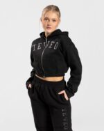 Clothing TEVEO College Zip Hoodie Black Women 2HL08D41