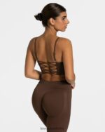 Clothing TEVEO Elegant Cross Top Dark Brown Women 2HL08D364 - Image 2