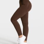 Clothing TEVEO Elegant Scrunch Leggings Dark brown Women 2HL08D153