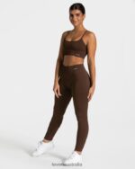 Clothing TEVEO Elegant Scrunch Leggings Dark brown Women 2HL08D153 - Image 3