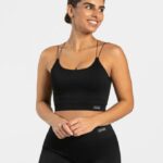 Clothing TEVEO Elegant Strap Top Black Women 2HL08D412