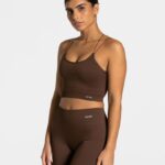 Clothing TEVEO Elegant Strap Top Dark Brown Women 2HL08D411