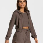 Clothing TEVEO Lounge Zip Hoodie Dark brown Women 2HL08D45