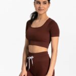 Clothing TEVEO Ribbed Crop Top Mahogany Women 2HL08D440