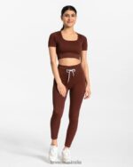 Clothing TEVEO Ribbed Leggings Mahogany Women 2HL08D142 - Image 5
