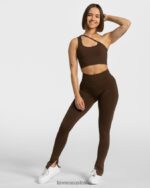 Clothing TEVEO Sassy Slit Leggings Brown Women 2HL08D137 - Image 3