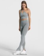 Clothing TEVEO Sassy Slit Leggings Steel blue Women 2HL08D139 - Image 3