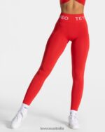Clothing TEVEO Signature Scrunch Leggings Red Women 2HL08D60 - Image 2