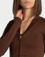 Clothing TEVEO Statement Zip Jacket Coffee Women 2HL08D171 - Image 4