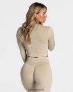 Clothing TEVEO Statement Zip Jacket Sand Women 2HL08D175 - Image 2