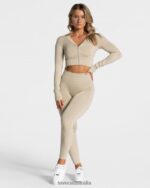 Clothing TEVEO Statement Zip Jacket Sand Women 2HL08D175 - Image 3