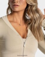 Clothing TEVEO Statement Zip Jacket Sand Women 2HL08D175 - Image 4