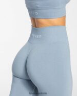 Clothing TEVEO Timeless Scrunch Leggings Steel blue Women 2HL08D98 - Image 4