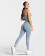 Clothing TEVEO Timeless Scrunch Leggings Steel blue Women 2HL08D98 - Image 5