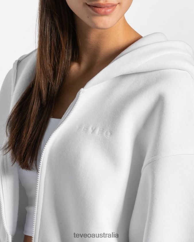 Clothing TEVEO Iconic Oversized Zip Hoodie White Women 2HL08D36