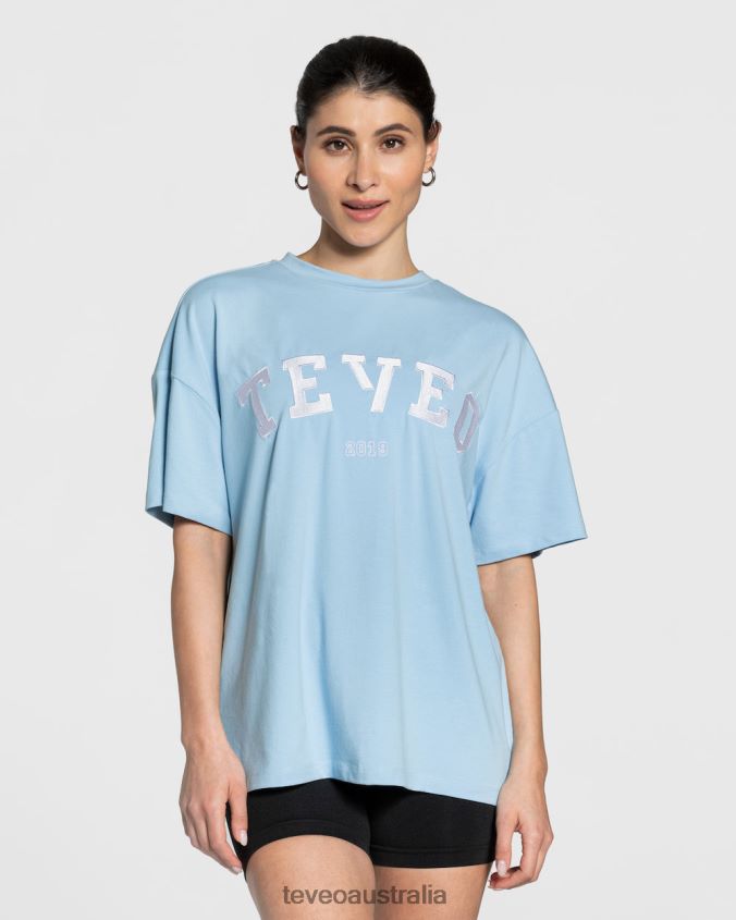 Clothing TEVEO College Oversized T-Shirt Baby Blue Women 2HL08D479