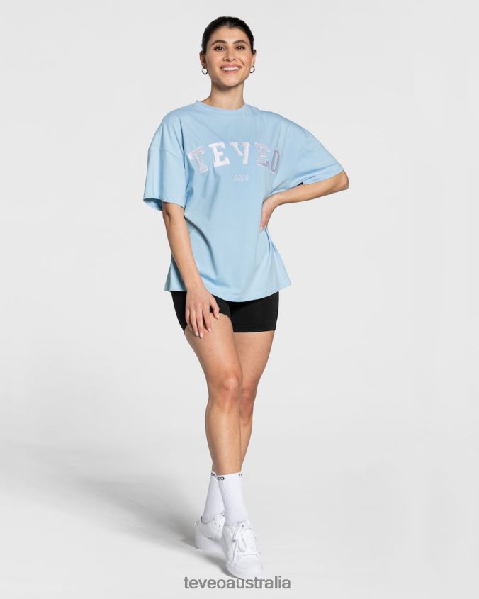 Clothing TEVEO College Oversized T-Shirt Baby Blue Women 2HL08D479