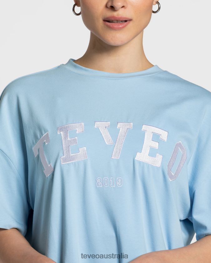 Clothing TEVEO College Oversized T-Shirt Baby Blue Women 2HL08D479