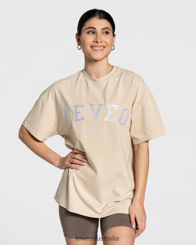 Clothing TEVEO College Oversized T-Shirt Beige Women 2HL08D478
